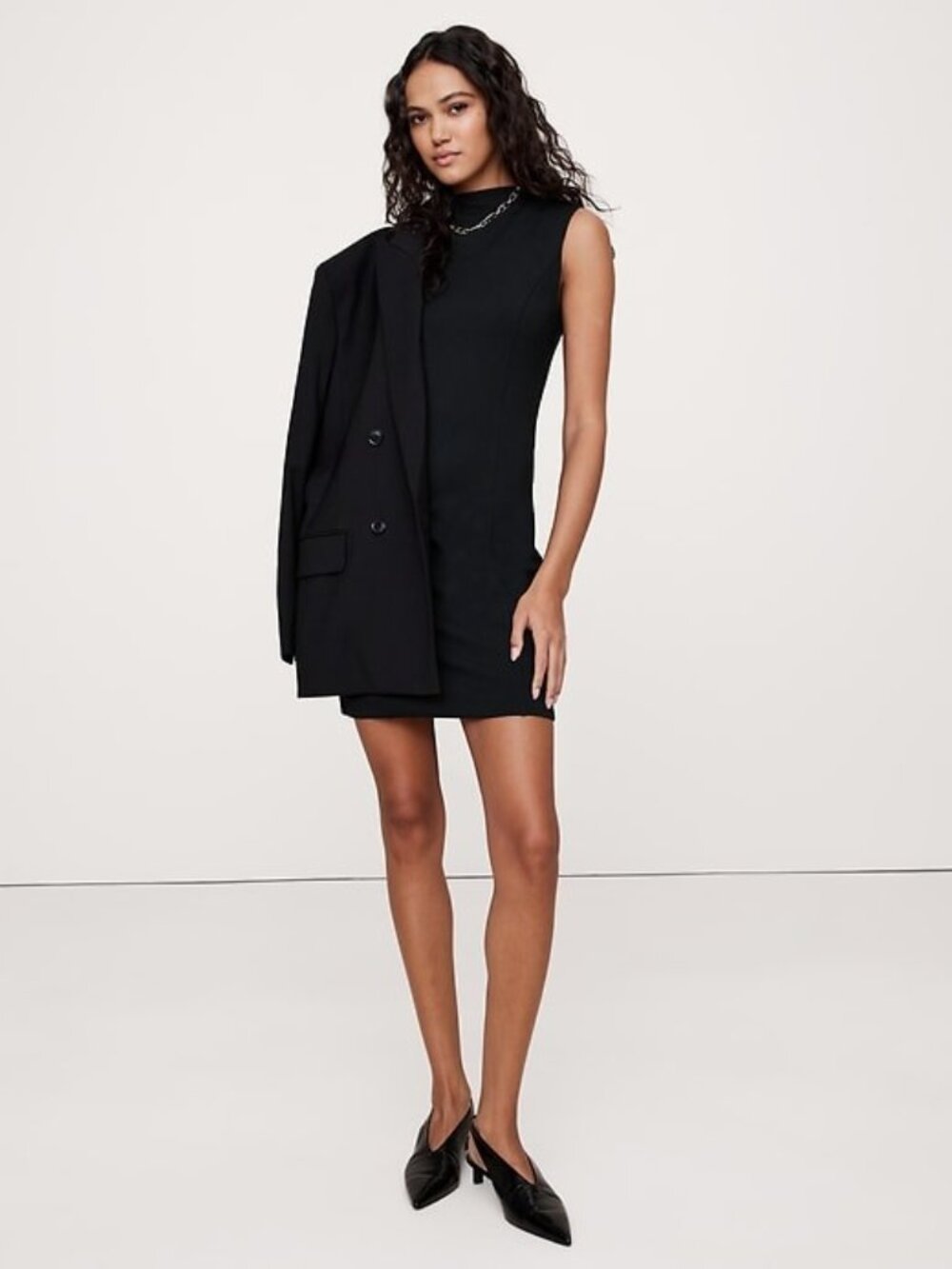 Banana Republic Black Lightweight Ponte Mini Dress